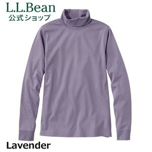 LL Bean Long Sleeve Turtleneck T Shirt Plain Lavender Sz.L 💯 Supima Cotton